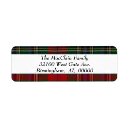 MacLean MacClain Tartan Play-returetikett Returadress Etikett