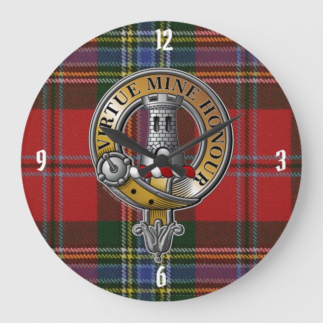MacLean Tartan & Badge Stor Klocka (Framsida)