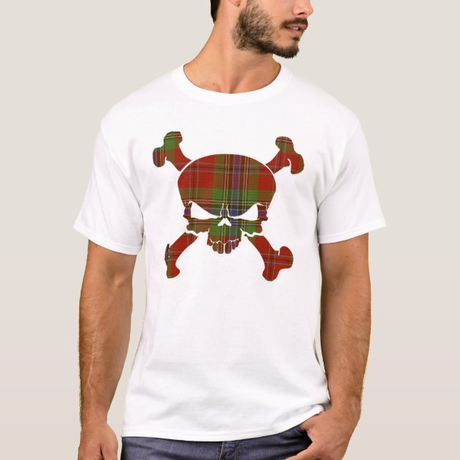 MacLean Tartan Skull, ingen banderoll T-shirt (Framsida)