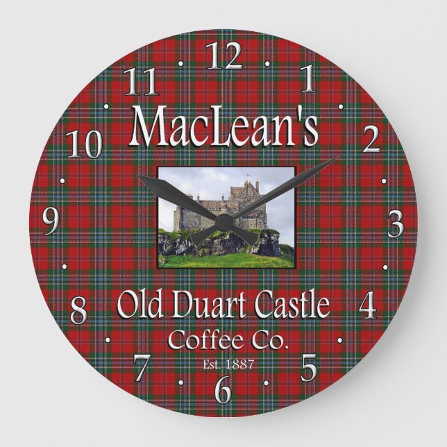 MacLean's Old Duart Castle Coffee Co. Wall Clock Stor Klocka (Framsida)