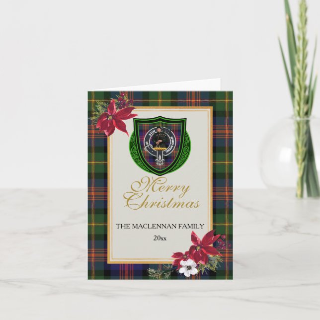MacLennan Scottish Clan Tartan & Crest Kort (Framsida)