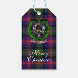 MacLennan skotsk klan tartan & vapen Presentetikett