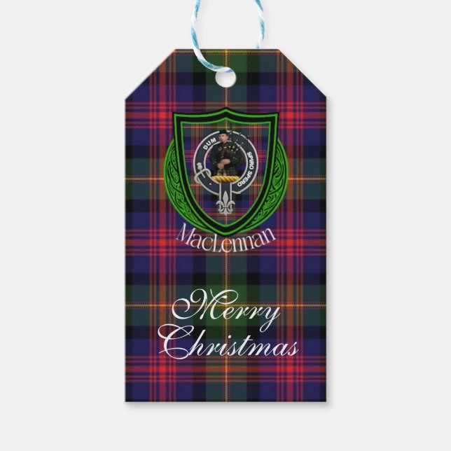 MacLennan skotsk klan tartan & vapen Presentetikett (Framsidan)