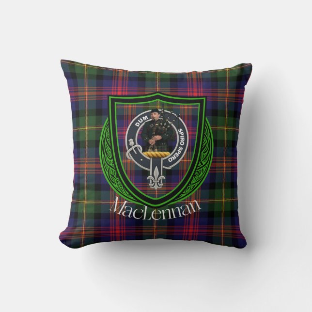 MacLennan skotska klan tartan & vapen Kudde (Framsida)