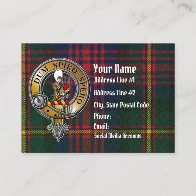 MacLennan Tartan & Badge Visitkort (Framsida)