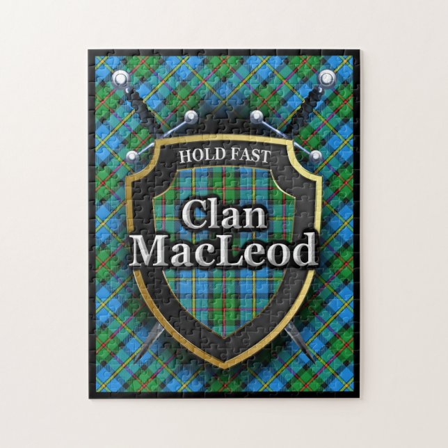 MacLeod Klan Harris Tartan Swords och Shield Pussel (Vertikal)