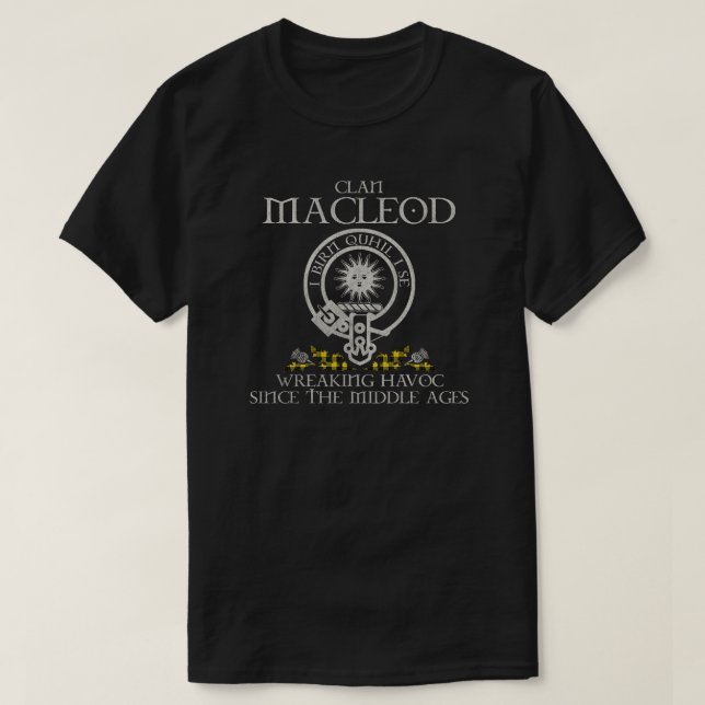 MacLeod of Lewis Klan vapensköld Scottish Surname  T Shirt (Design framsida)