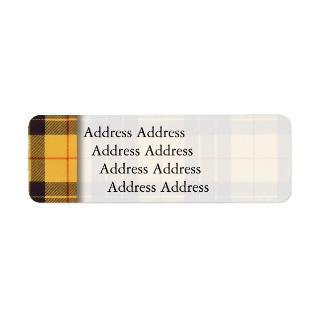 Macleod of Lewis & Ramsay Play Scottish tartan Returadress Etikett (Framsidan)
