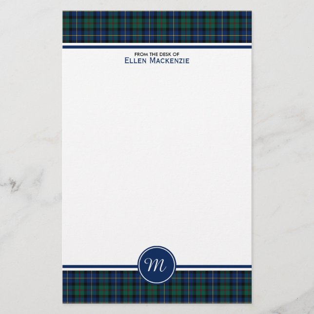 MacLeod of Skye Klan Tartan Monogram Brevpapper (Framsida)