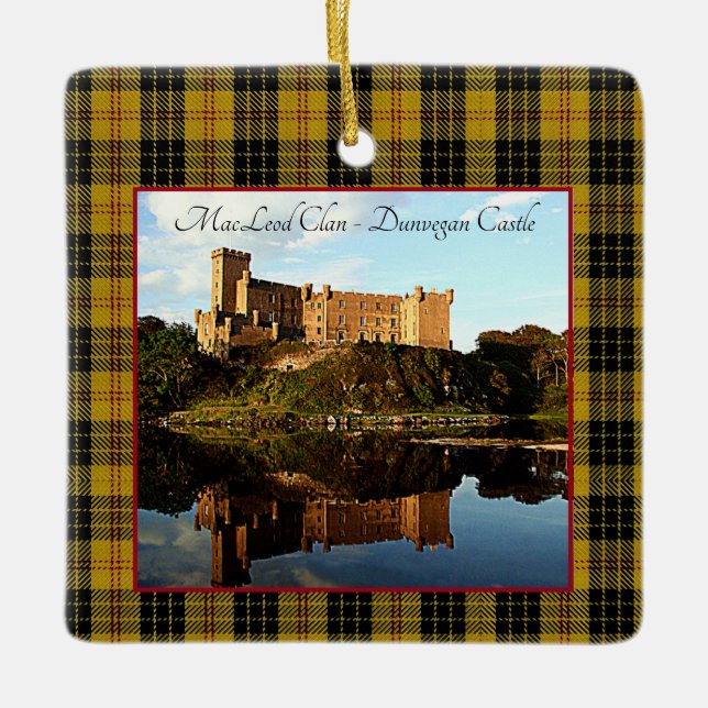 MacLeod Scottish Klan Castle Tartan Julafton Julgransprydnad Keramik (Framsida)