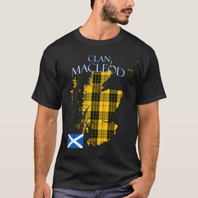 MacLeod Scottish Klan Tartan Scotland T Shirt (Framsida)