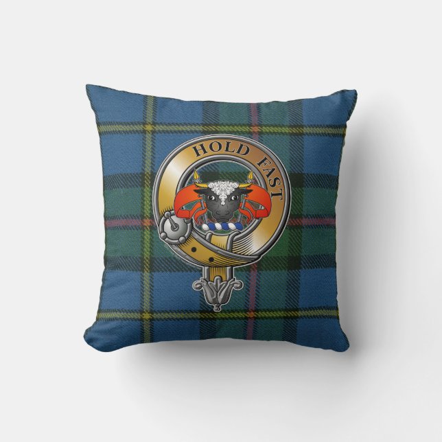 MacLeod Tartan & Badge Kudde (Framsida)