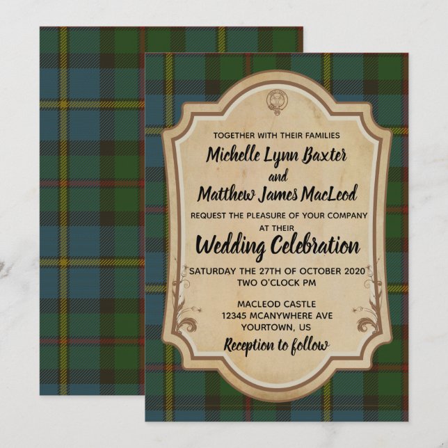 MacLeod Tartan-bröllopsinbjudan Inbjudningar (Fram/baksida)