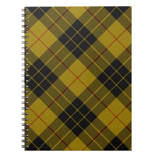 MacLeod tartan gult svart plaid Anteckningsbok Med Spiral (Framsidan)