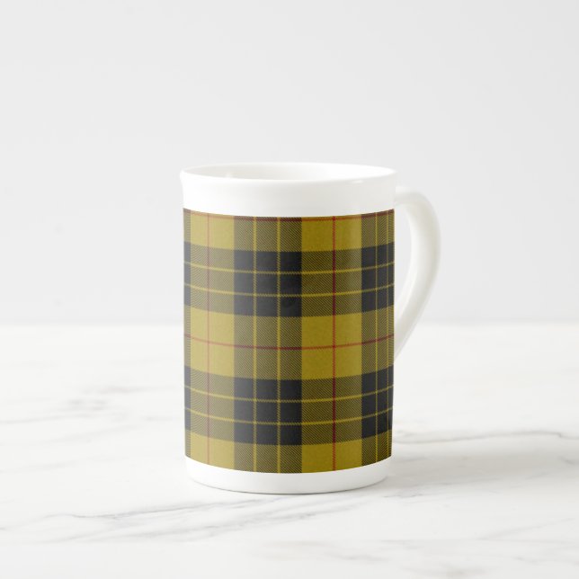MacLeod tartan gult svart plaid Benporslin Mugg (Framsida höger)
