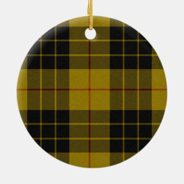 MacLeod tartan gult svart plaid Julgransprydnad Keramik (Baksidan)