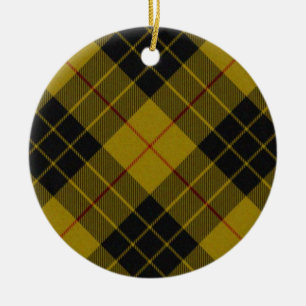 MacLeod tartan gult svart plaid Julgransprydnad Keramik