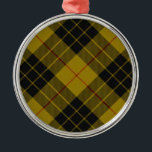 MacLeod tartan gult svart plaid Julgransprydnad Metall<br><div class="desc">MacLeod-klan,  svart gult</div>