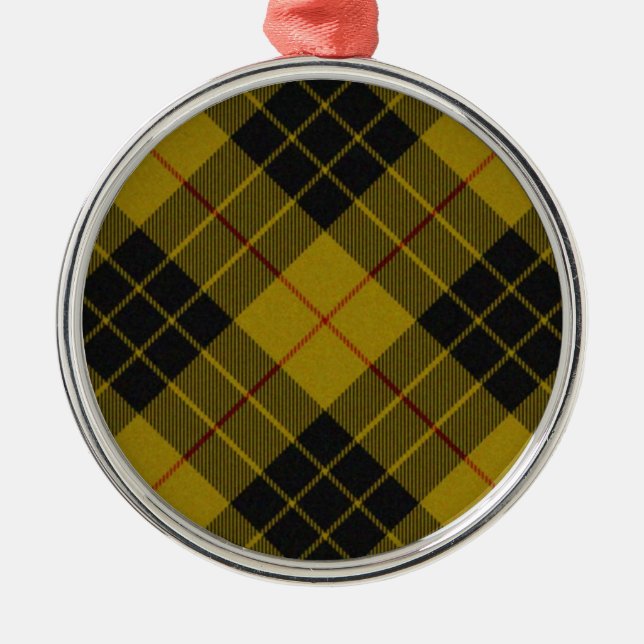 MacLeod tartan gult svart plaid Julgransprydnad Metall (Framsidan)