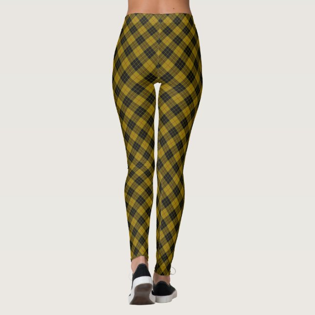 MacLeod tartan gult svart plaid Leggings (Baksida)