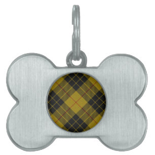 MacLeod tartan gult svart plaid Namnbricka Husdjur