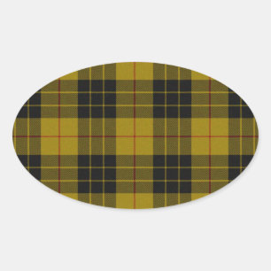 MacLeod tartan gult svart plaid Ovalt Klistermärke