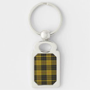 MacLeod tartan gult svart plaid Rektangulärt Silverfärgad Nyckelring