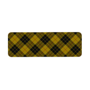 MacLeod tartan gult svart plaid Returadress Etikett
