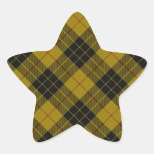MacLeod tartan gult svart plaid Stjärnformat Klistermärke