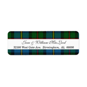 MacLeod Tartan Rutmärkesetiketter Returadress Etikett