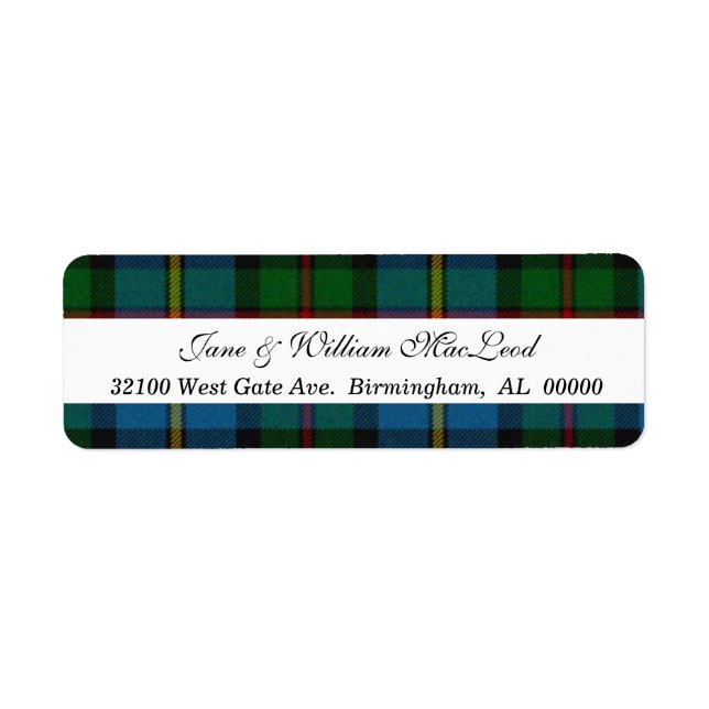 MacLeod Tartan Rutmärkesetiketter Returadress Etikett (Framsidan)