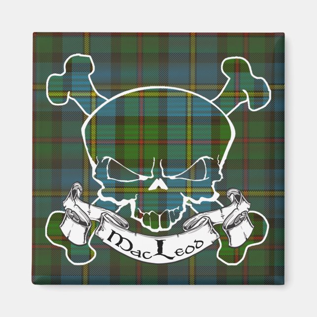 MacLeod Tartan Skull Magnet (Framsidan)