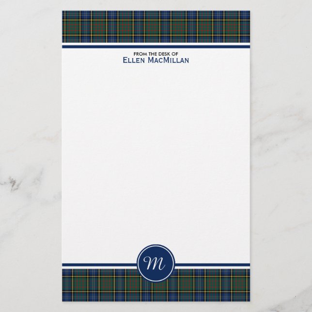 MacMillan-Klan Hunting Tartan Monogram Brevpapper (Framsida)