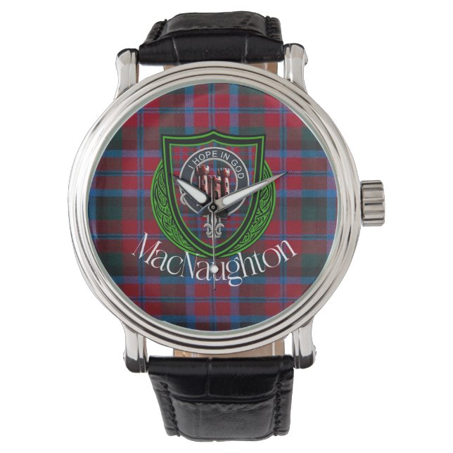 MacNaughton Scottish Clan Tartan & Crest Armbandsur (Framsida)