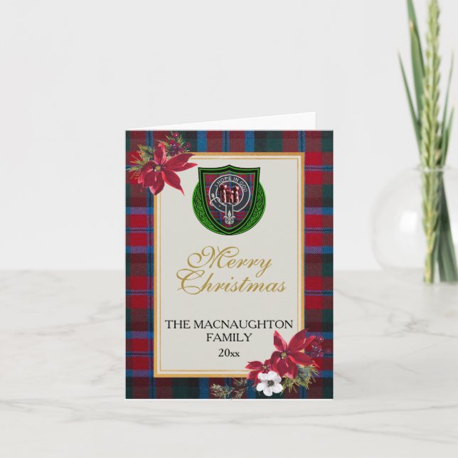 MacNaughton Scottish Clan Tartan & Crest Kort (Framsida)