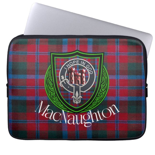 MacNaughton Scottish Clan Tartan & Crest Laptop Fodral (Framsidan)