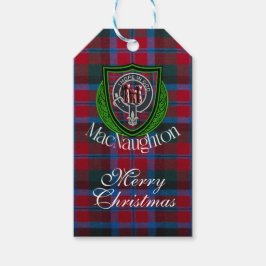 MacNaughton skotska klan tartan & vapen Presentetikett