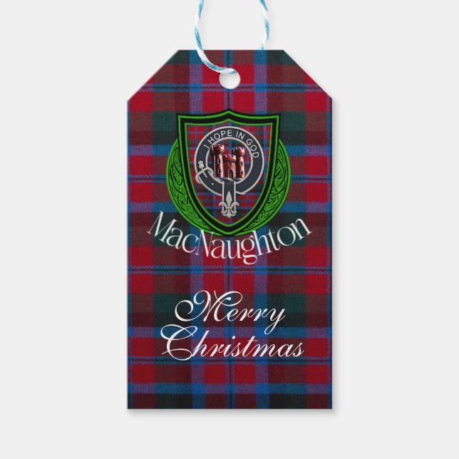 MacNaughton skotska klan tartan & vapen Presentetikett (Framsidan)
