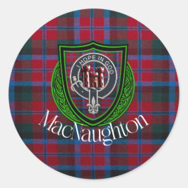 MacNaughton skotska klan tartan & vapen Runt Klistermärke