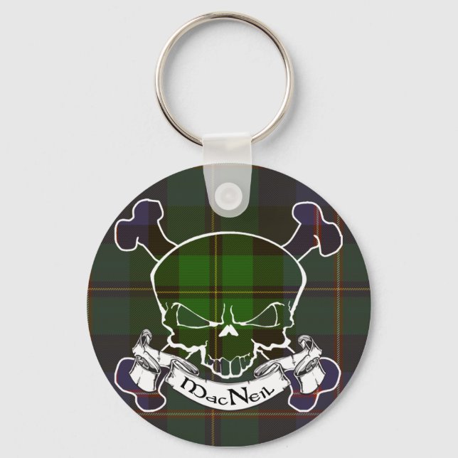 MacNeil Tartan Skull Nyckelring (Framsida)