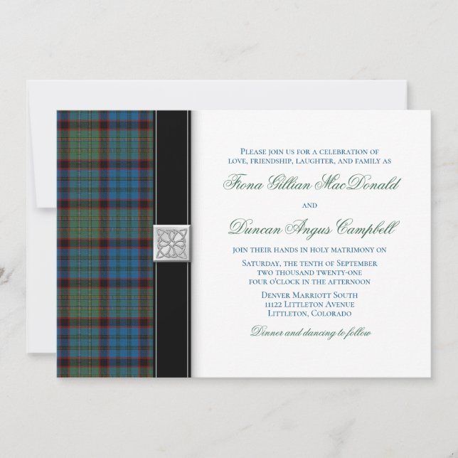 MacNicol Hunting Tartan Wedding-inbjudan Inbjudningar (Framsida)