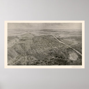 Macon, GA Panoramic Karta - 1912 Poster