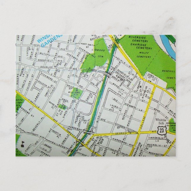 MACON, GA Vintage Karta vykort (Framsida)