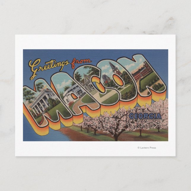 Macon, GeorgiaLarge Brev ScenesMacon, GA Vykort (Framsida)