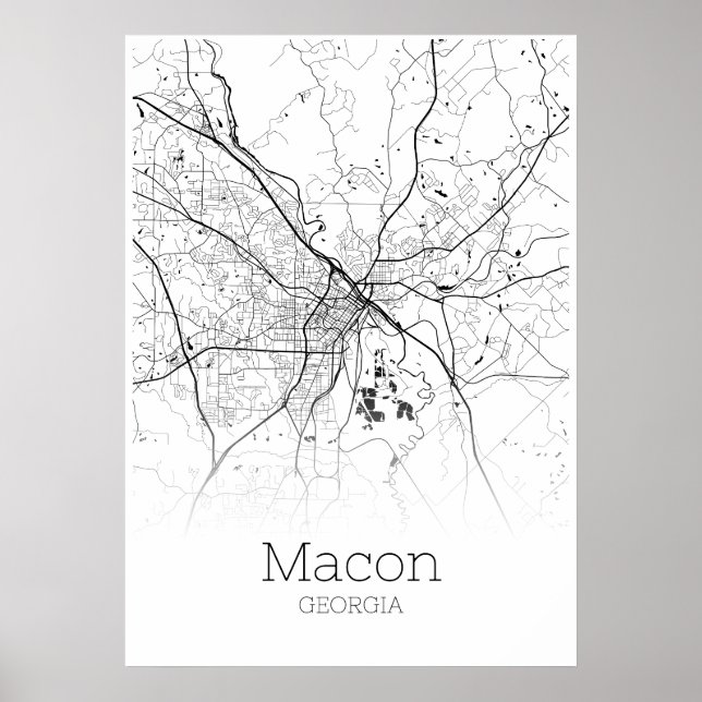 Macon Karta - Georgia - City Karta Poster (Framsidan)