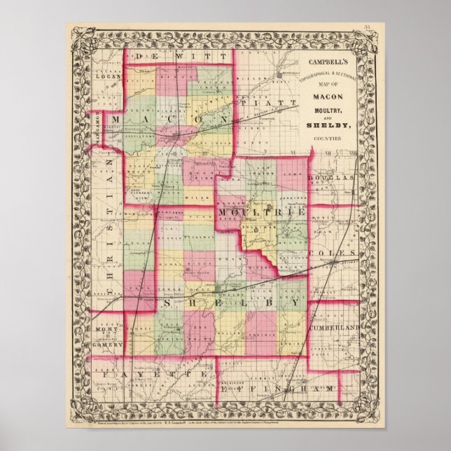 Macon, Moultrie, Shelby County Poster (Framsidan)