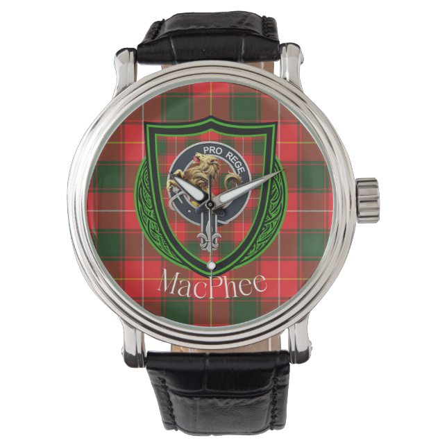 MacPhee Scottish Clan Tartan & Crest Armbandsur (Framsida)