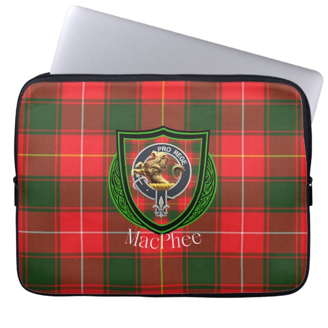 MacPhee Scottish Clan Tartan & Crest Laptop Fodral (Framsidan)