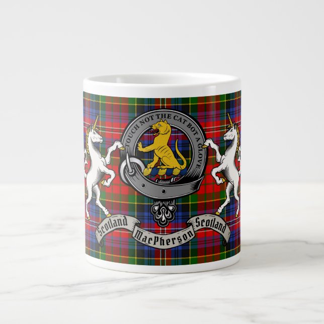 MacPherson/McPherson Badge w/Tartan Personlig Jumbo Mugg (Framsidan)