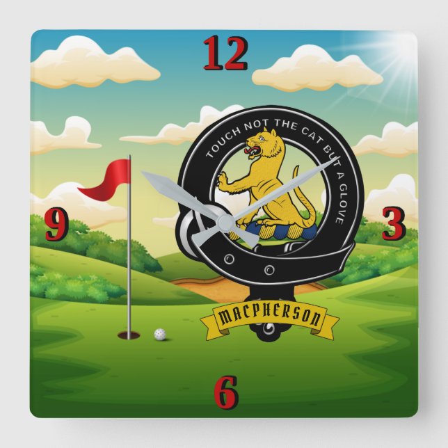 MacPherson/McPherson Klan Badge Personlig Golf Fyrkantig Klocka (Framsida)